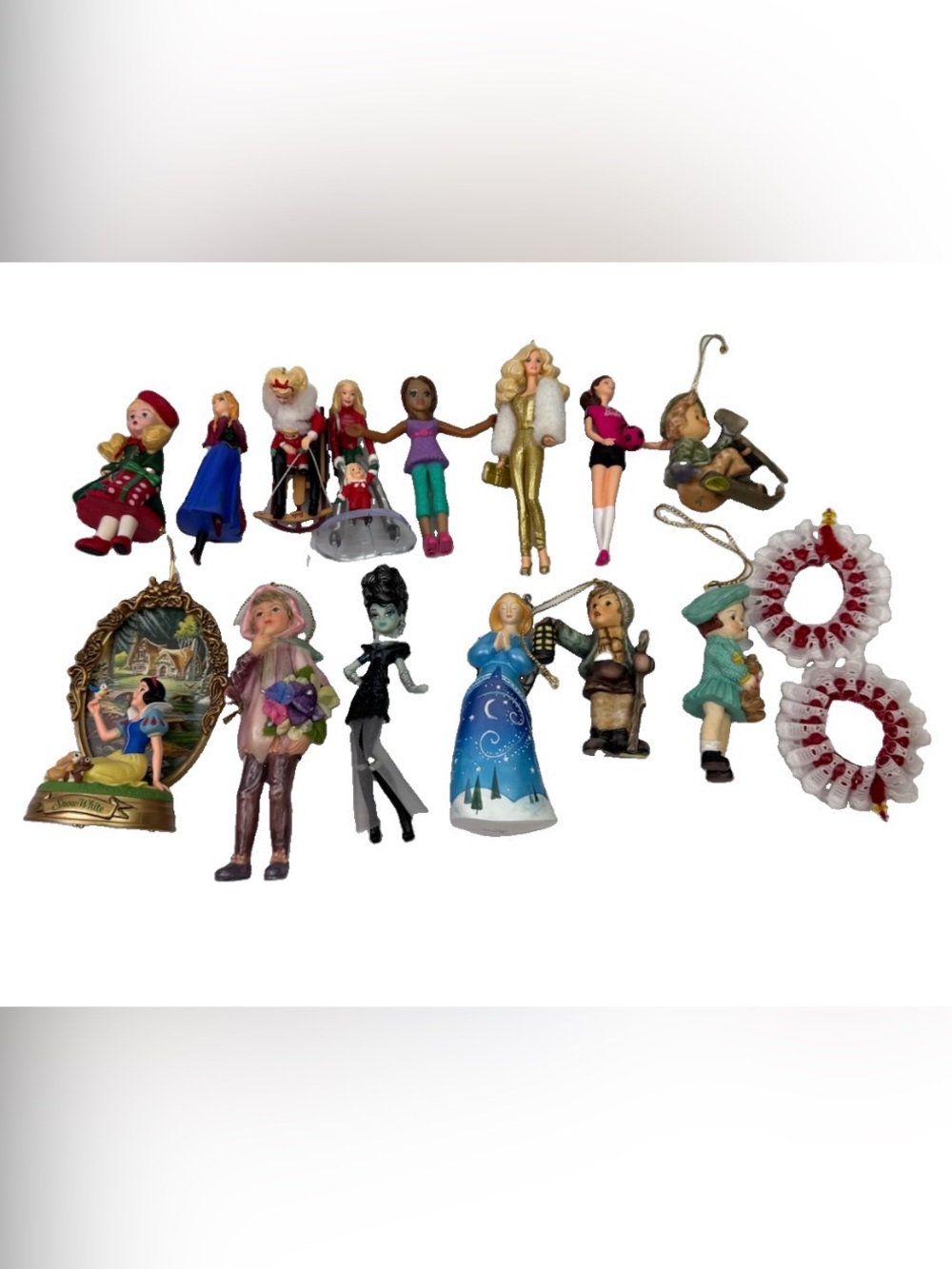 Mixed Lot Of 14 Christmas Tree Ornaments Hallmark Barbie Disney Monster High